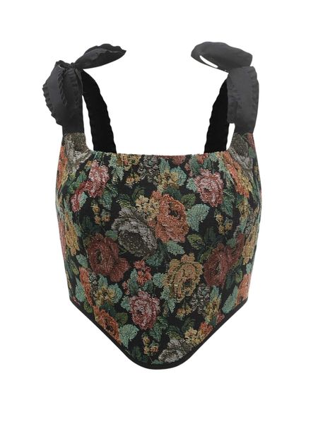 floral print tied shoulder lace up crop j0ee#, White
floral print tied shoulder lace up crop j0ee#, White