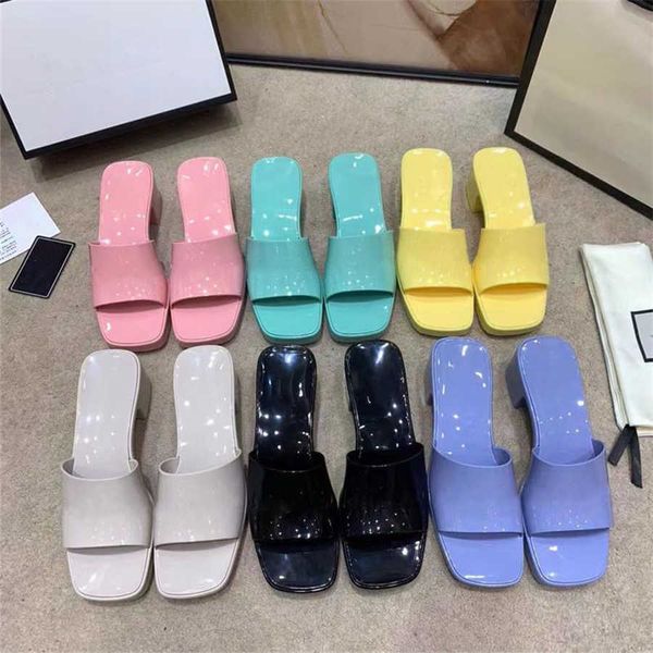 women high heels slippers candy colors rubber solid jelly sandals fashion designer summer beach slides flip flops slipper with box women, Black
women high heels slippers candy colors rubber solid jelly sandals fashion designer summer beach slides flip flops slipper with box women, Black