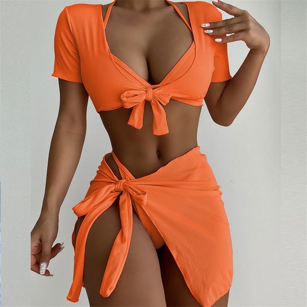 vigocasey orange 4pcsset swimwear women high waist neck bikini set swimsuit short tied sleeve bathing suit swim wear 220608, White;black
vigocasey orange 4pcsset swimwear women high waist neck bikini set swimsuit short tied sleeve bathing suit swim wear 220608, White;black
