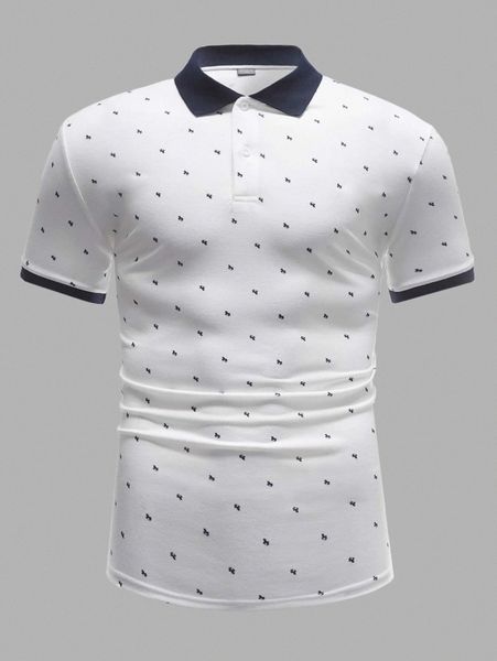 men unicorn print contrast trim polo shirt 12mz#, White;black
men unicorn print contrast trim polo shirt 12mz#, White;black