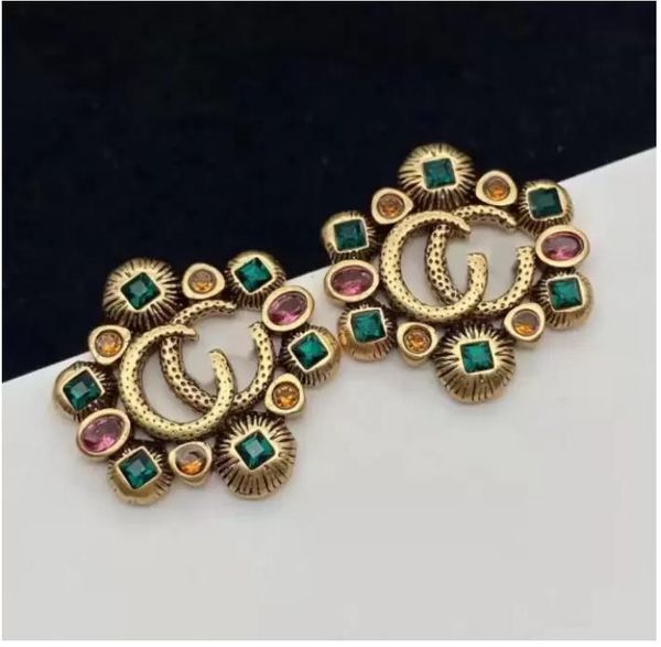 double letter stud ladies fancy gems brand earring women party wedding gift engagement jewelry, Silver
double letter stud ladies fancy gems brand earring women party wedding gift engagement jewelry, Silver