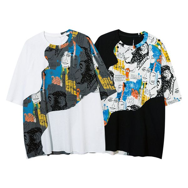 original fashion short sleeve t-shirt loose cotton graffiti casual top, Black;brown
original fashion short sleeve t-shirt loose cotton graffiti casual top, Black;brown