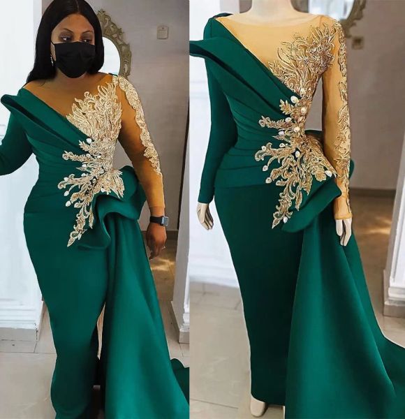 2022 green mermaid prom dresses scoop neck lace applique overskirt satin long sleeves formal occasion wear evening party gowns custom made p, Black
2022 green mermaid prom dresses scoop neck lace applique overskirt satin long sleeves formal occasion wear evening party gowns custom made p, Black