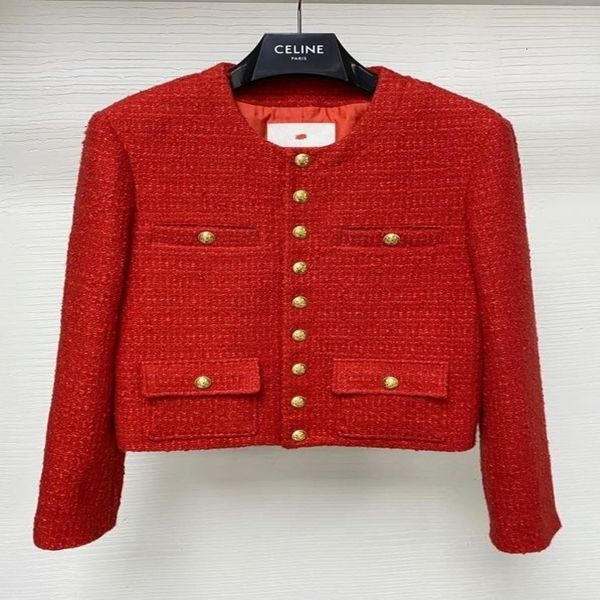 women's jackets ~ ce early spring series red round neck multi pocket single breasted wool tweed coat, Black;brown
women's jackets ~ ce early spring series red round neck multi pocket single breasted wool tweed coat, Black;brown