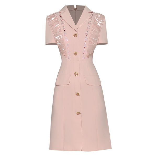 fix turn-down collar ruffles short sleeves buttons mini dress 2022 runway women party vestidos robe femme, Black
fix turn-down collar ruffles short sleeves buttons mini dress 2022 runway women party vestidos robe femme, Black