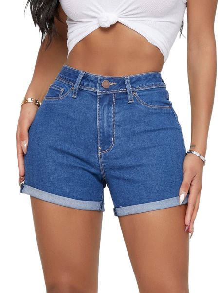 curvy high waist denim shorts v60f#, White;black 
curvy high waist denim shorts v60f#, White;black