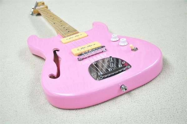 stra pink electric guitar mahogany semi-hollow body maple wood yellow p90 pickups fixed bridge
stra pink electric guitar mahogany semi-hollow body maple wood yellow p90 pickups fixed bridge