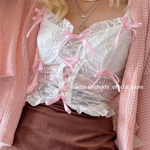 iamty y2k kawaii lace corset women transparent mesh patchwork camisoles bandage ruffle crop party japanese tank 90s 220407, White
iamty y2k kawaii lace corset women transparent mesh patchwork camisoles bandage ruffle crop party japanese tank 90s 220407, White