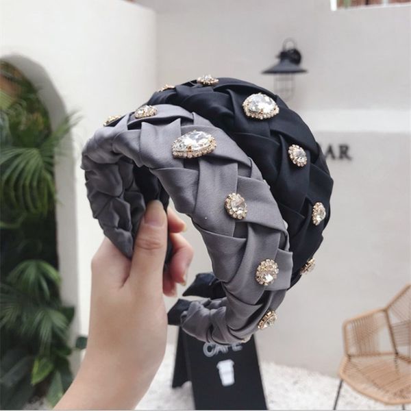 high-end luxury headband hair accessories women handmade cross-knit pleated wide-necked alloy rhinestone hairband wild hair hoop, Silver
high-end luxury headband hair accessories women handmade cross-knit pleated wide-necked alloy rhinestone hairband wild hair hoop, Silver