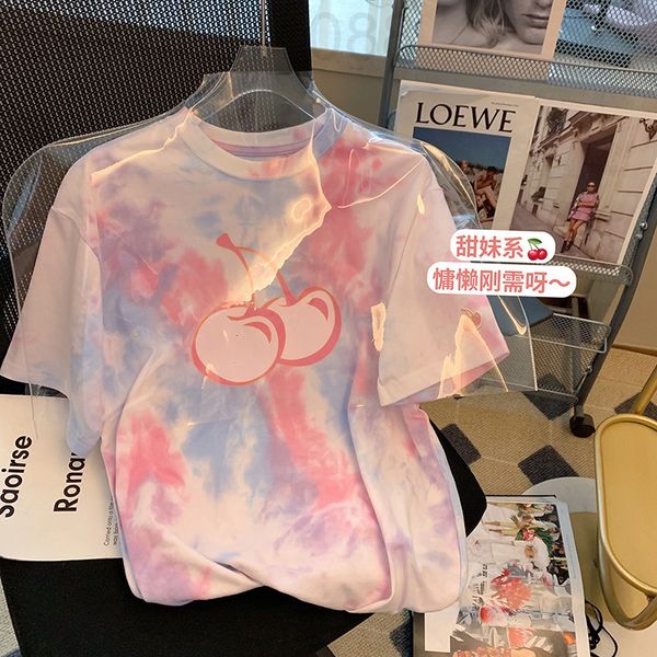 women's t-shirt designer tie dyed cherry short sleeve t-shirt women's 2022 summer new design sense of minority foreign style loose, White
women's t-shirt designer tie dyed cherry short sleeve t-shirt women's 2022 summer new design sense of minority foreign style loose, White