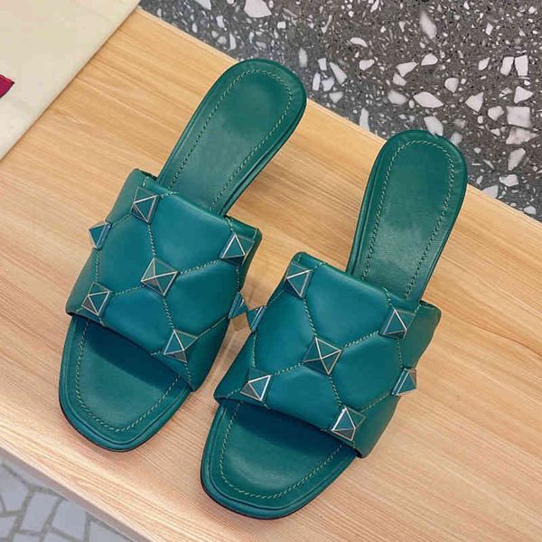 sandals rivet high-heeled flip flops women's summer leather thin heel open toe flat bottom fashion slippers for external wear, Black
sandals rivet high-heeled flip flops women's summer leather thin heel open toe flat bottom fashion slippers for external wear, Black