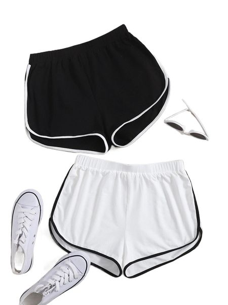 2 pack contrast binding dolphin shorts g9hi#, White;black