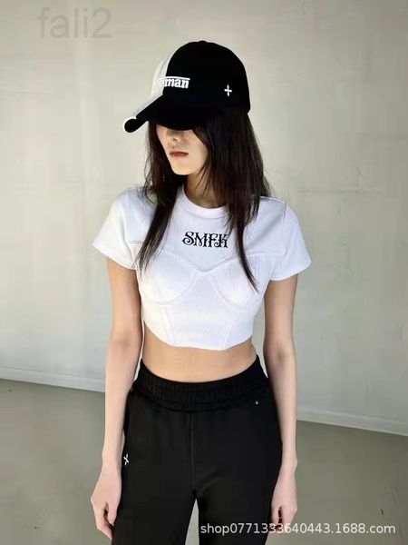 women's t-shirt designer chaopai 22ss early spring new spice girl style breast pad exposed belly button cross locomotive short sleeve t, White
women's t-shirt designer chaopai 22ss early spring new spice girl style breast pad exposed belly button cross locomotive short sleeve t, White