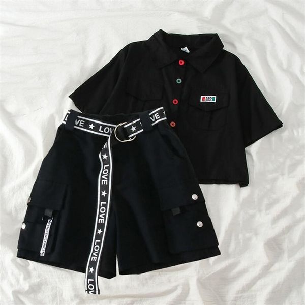 fashion summer two piece set ribbon shorts with t shirt streetwear loose shorts and t shirt with belt 220421, White
fashion summer two piece set ribbon shorts with t shirt streetwear loose shorts and t shirt with belt 220421, White