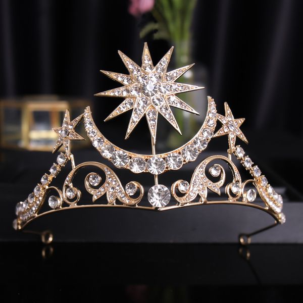 fashion gold silver color crystal rhinestones sun plate wedding hair accessories bridal tiara and crown moon star princess diadem 220805, Slivery;golden
fashion gold silver color crystal rhinestones sun plate wedding hair accessories bridal tiara and crown moon star princess diadem 220805, Slivery;golden
