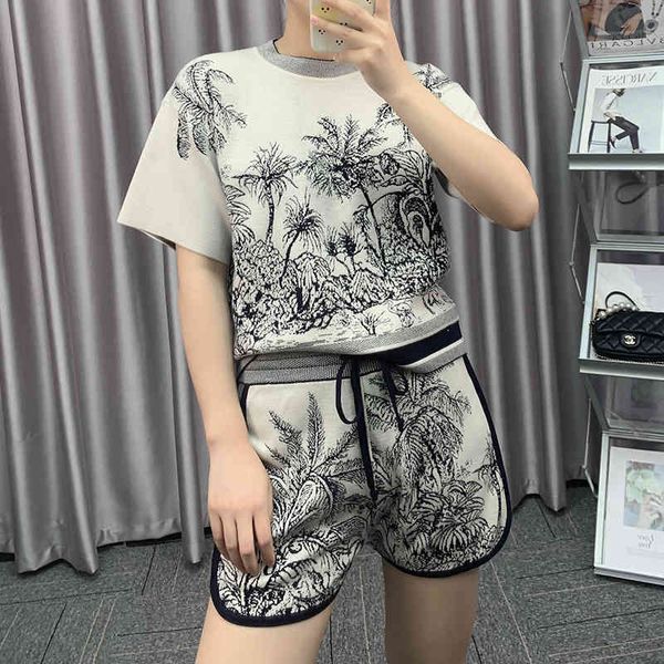 two piece dress d family heavy industry short sleeve shorts set landscape painting palm coconut jungle jacquard wool cashmere knitting two p, White
two piece dress d family heavy industry short sleeve shorts set landscape painting palm coconut jungle jacquard wool cashmere knitting two p, White
