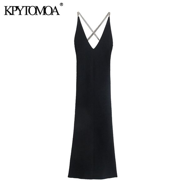 women fashion with chains fitted party knit midi dress vintage backless cross straps female dresses vestido mujer 220526, Black;gray 
women fashion with chains fitted party knit midi dress vintage backless cross straps female dresses vestido mujer 220526, Black;gray