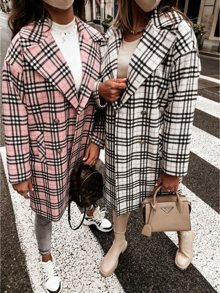 fashion designer women's wool blends jacket plaid coat casual jackets classic solid color lapel medium long button fur coats, Black
fashion designer women's wool blends jacket plaid coat casual jackets classic solid color lapel medium long button fur coats, Black