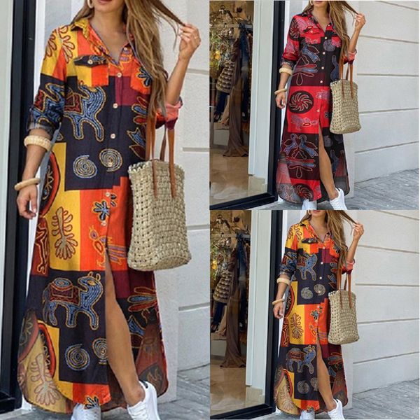 casual dresses patchwork floral print shirts long plus size women dress fashion style, Black;gray
casual dresses patchwork floral print shirts long plus size women dress fashion style, Black;gray