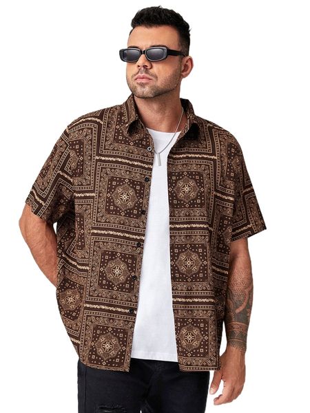 extended sizes men paisley & scarf print shirt n80w#, White;black
extended sizes men paisley & scarf print shirt n80w#, White;black