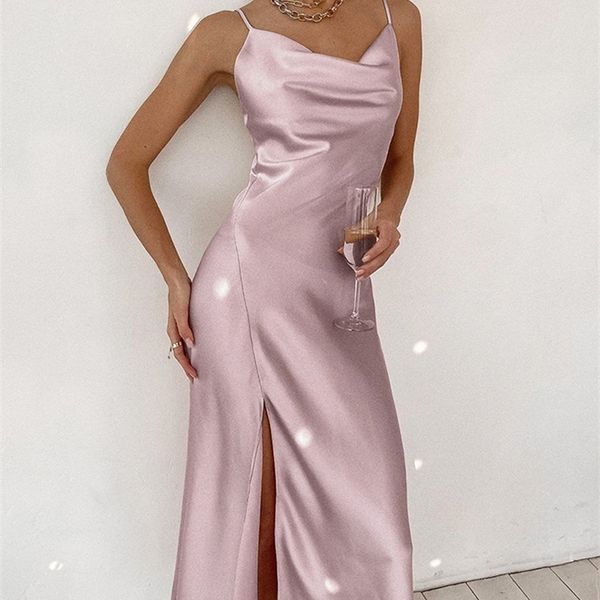 ootn elegant pink satin spaghetti strap summer dress sleeveless draped neck party women dresses split midi long dress black 220511, Black;gray
ootn elegant pink satin spaghetti strap summer dress sleeveless draped neck party women dresses split midi long dress black 220511, Black;gray