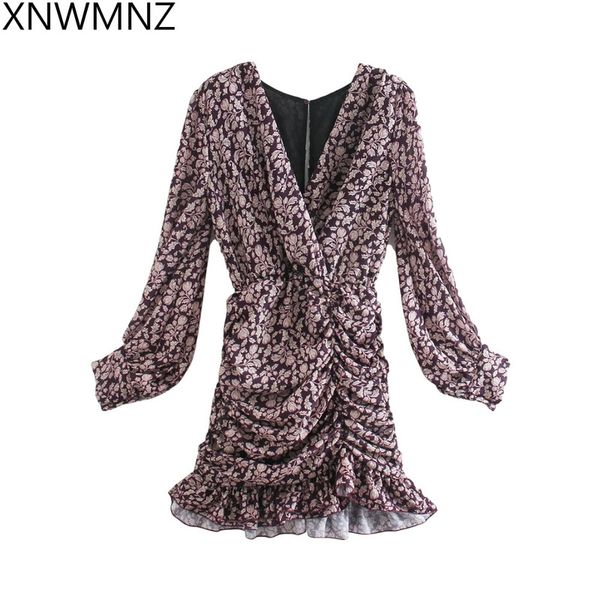 xnwmnz womens elegant printed draped dress retro long sleeve vneck ruffles mini slim party chic vintage dresses 210513, Black;gray
xnwmnz womens elegant printed draped dress retro long sleeve vneck ruffles mini slim party chic vintage dresses 210513, Black;gray