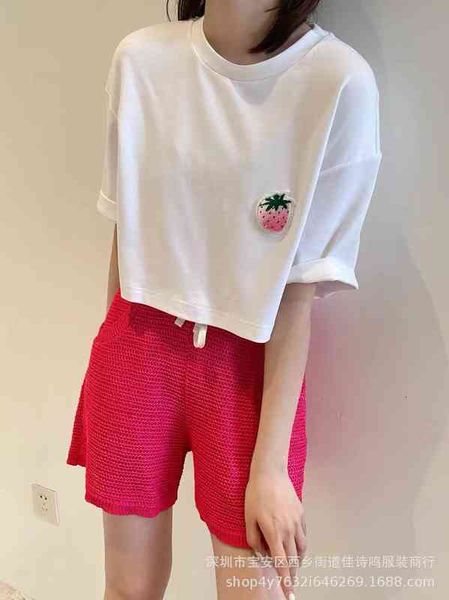 women's t-shirt 80n summer product sweet and fresh toothbrush embroidered strawberry t-shirt mercerized cotton breathable age reducing, White
women's t-shirt 80n summer product sweet and fresh toothbrush embroidered strawberry t-shirt mercerized cotton breathable age reducing, White