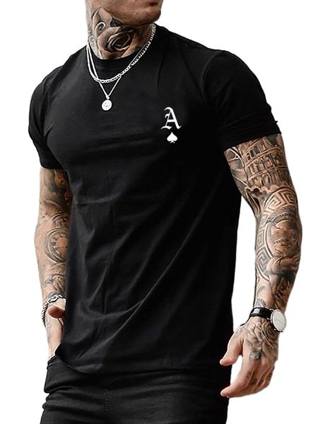 men playing card print tee s0er#, White;black
men playing card print tee s0er#, White;black