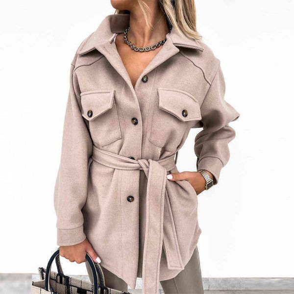 fashion single breasted woolen women outerwear casual long sleeve solid overcoat autumn winter new turn-down collar lace-up coat t220714, Black
fashion single breasted woolen women outerwear casual long sleeve solid overcoat autumn winter new turn-down collar lace-up coat t220714, Black