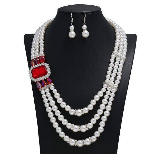 bridal wedding accessories necklace set fashionable and elegant alloy diamond inlaid multi-layer pearl necklace, Silver
bridal wedding accessories necklace set fashionable and elegant alloy diamond inlaid multi-layer pearl necklace, Silver