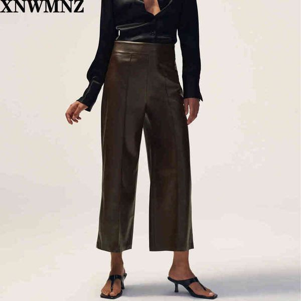 xnwmnz za women faux leather culottes fashion visible seam wide leg pants vintage high waist side zipper female trousers mujer 210513, Black;white
xnwmnz za women faux leather culottes fashion visible seam wide leg pants vintage high waist side zipper female trousers mujer 210513, Black;white