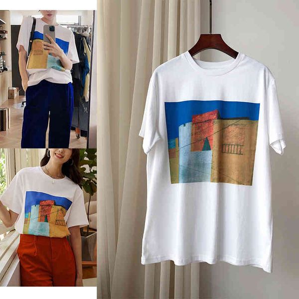 women's t-shirt p90120 printed cotton 100 micro loose version short sleeve round neck t-shirt, White
women's t-shirt p90120 printed cotton 100 micro loose version short sleeve round neck t-shirt, White