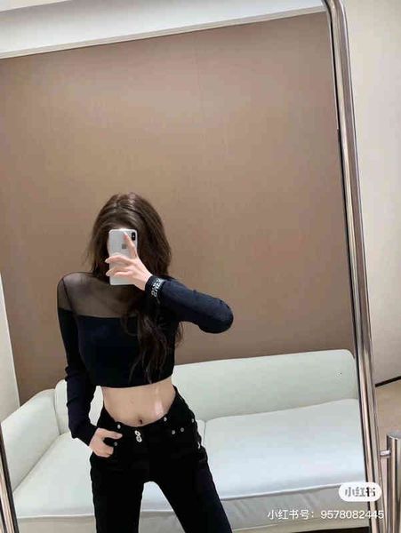 women's t-shirt 2022 spring mesh stitching thin black bottomed shirt t-shirt elastic slim knit mg43, White
women's t-shirt 2022 spring mesh stitching thin black bottomed shirt t-shirt elastic slim knit mg43, White