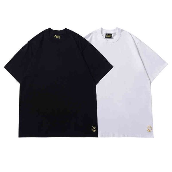 men's t-shirts spring and summer fashion br smiling face simple solid color embroidery short sleeves for men women, White;black
men's t-shirts spring and summer fashion br smiling face simple solid color embroidery short sleeves for men women, White;black