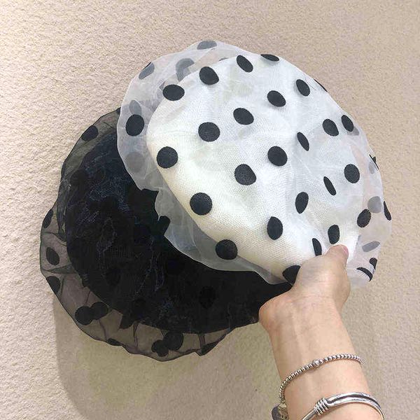 2021 new fashion black white dot mesh sweet lady beret cap women leisure painter hat spring summer boina beret chapeu feminino j220722, Blue;gray
2021 new fashion black white dot mesh sweet lady beret cap women leisure painter hat spring summer boina beret chapeu feminino j220722, Blue;gray