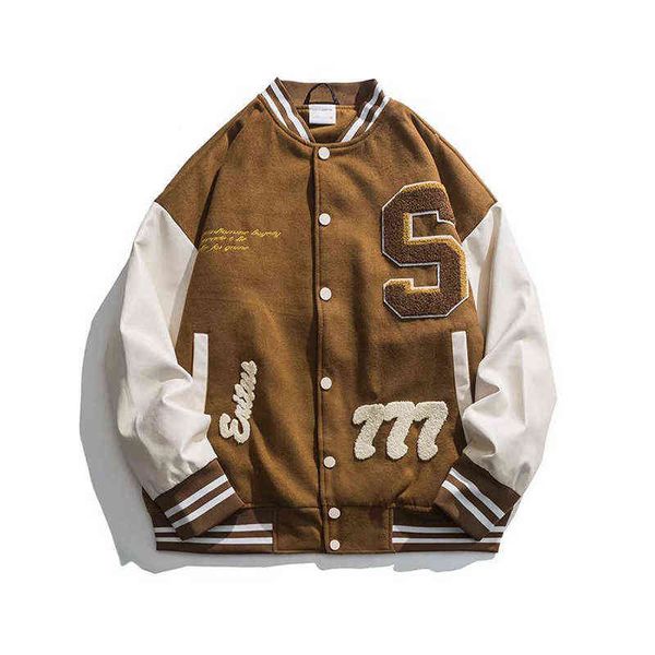 womens bomber baseball coats varsity jackets women men letter embroidery college long sleeve spring autumn harajuku outerwear t220816, Black;brown
womens bomber baseball coats varsity jackets women men letter embroidery college long sleeve spring autumn harajuku outerwear t220816, Black;brown