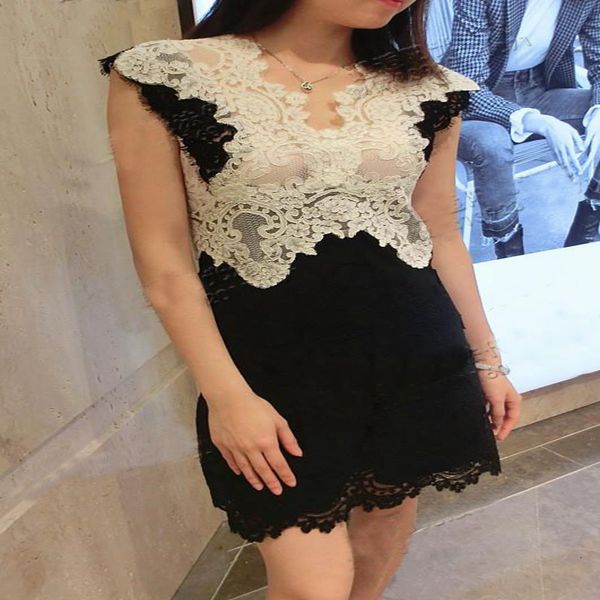 casual dresses spring french elegant hand embroidered color matching lace dress women's, Black;gray
casual dresses spring french elegant hand embroidered color matching lace dress women's, Black;gray