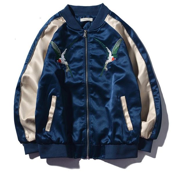 men's trench coats jacket men spring autumn bomber spliced embroidery bird zipper baseball military coat couple streetwear veste homme, Tan;black
men's trench coats jacket men spring autumn bomber spliced embroidery bird zipper baseball military coat couple streetwear veste homme, Tan;black