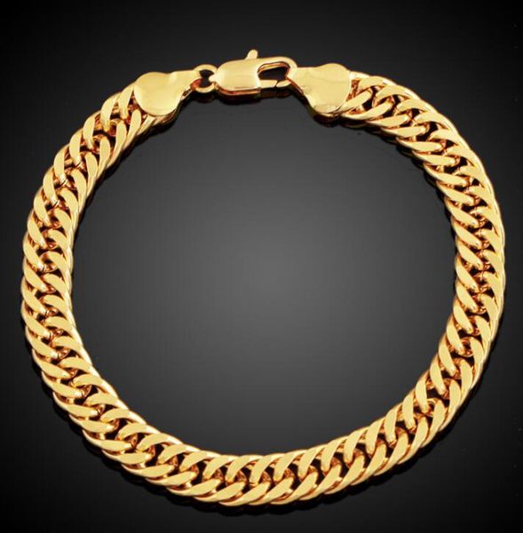 18k chains 9.5mm igaro bracelet gold plated jewelry double button cuban chain domineering male hand 21mm, Silver
18k chains 9.5mm igaro bracelet gold plated jewelry double button cuban chain domineering male hand 21mm, Silver