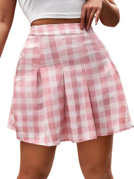 high waist plaid pleated skirt d4ti#, Black 
high waist plaid pleated skirt d4ti#, Black