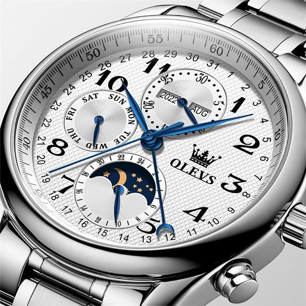 olevs men watch brand automatic mechanical watch for men multifunction date moon phase male wristwatch luxury trend 220618, Slivery;brown
olevs men watch brand automatic mechanical watch for men multifunction date moon phase male wristwatch luxury trend 220618, Slivery;brown