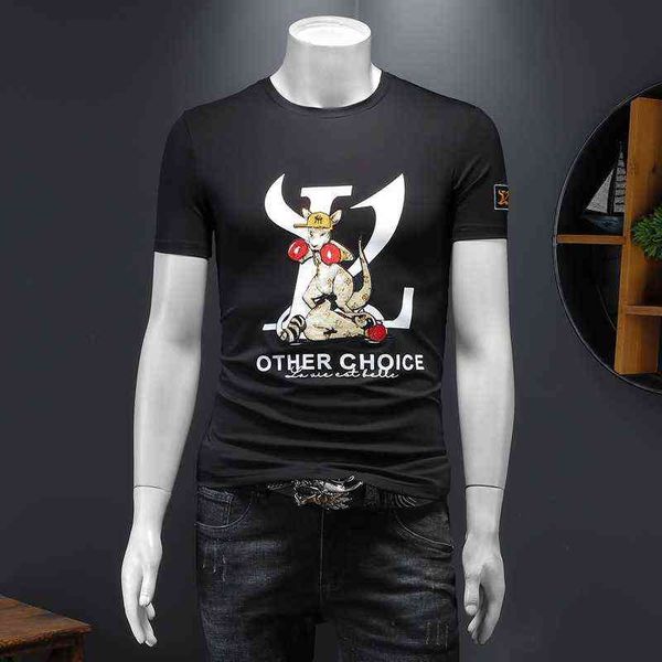 2022 summer new half-sleeve round neck cotton casual trend men's t-shirt clothing animal print slim bottoming shirt, White;black
2022 summer new half-sleeve round neck cotton casual trend men's t-shirt clothing animal print slim bottoming shirt, White;black