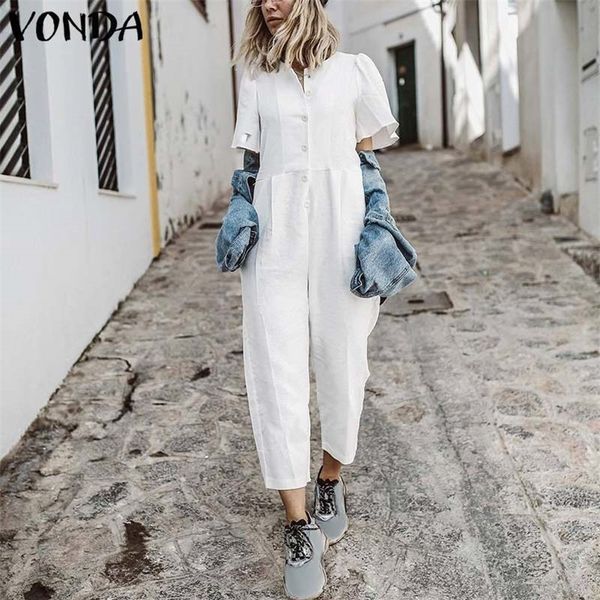 2019 vonda women jumpsuit summer romper short sleeve button straight playsuit casual cotton playsuit ol overalls plus size t200303, Black;white
2019 vonda women jumpsuit summer romper short sleeve button straight playsuit casual cotton playsuit ol overalls plus size t200303, Black;white
