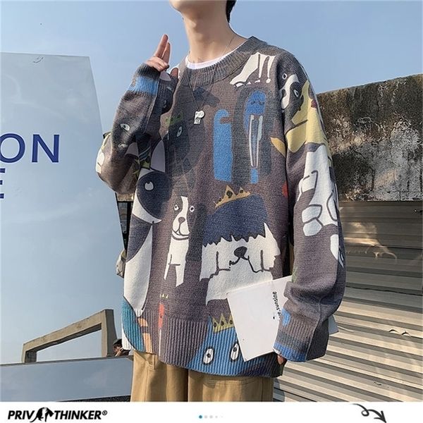 privathinker funny printed men's sweaters korean autumn casual o neck knitted streetwear man loose sweater clothing 201221, White;black
privathinker funny printed men's sweaters korean autumn casual o neck knitted streetwear man loose sweater clothing 201221, White;black