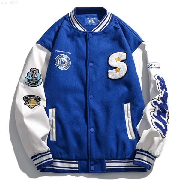 men woman spring varsity jacket hip hop loose pattern embroidery splicing bomber jacket street preppy thin baseball uniform fall t220716, Black;brown
men woman spring varsity jacket hip hop loose pattern embroidery splicing bomber jacket street preppy thin baseball uniform fall t220716, Black;brown