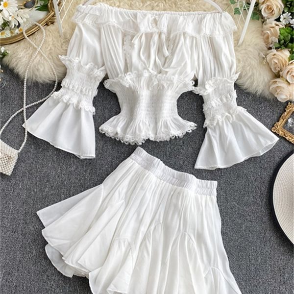 summer women beach casual skirt set two piece s off shoulder crop & short pleated ladies 220608, White
summer women beach casual skirt set two piece s off shoulder crop & short pleated ladies 220608, White
