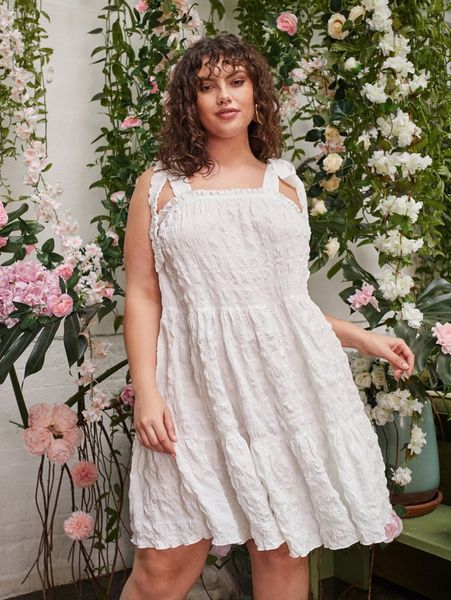 plus tie shoulder ruffle hem textured dress i3qx#, Black
plus tie shoulder ruffle hem textured dress i3qx#, Black