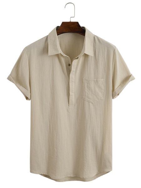 men half button pocket patched shirt y5r2#, White;black
men half button pocket patched shirt y5r2#, White;black