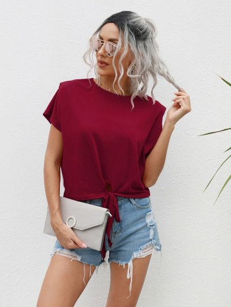 solid knot hem tee g2gk#, White
solid knot hem tee g2gk#, White