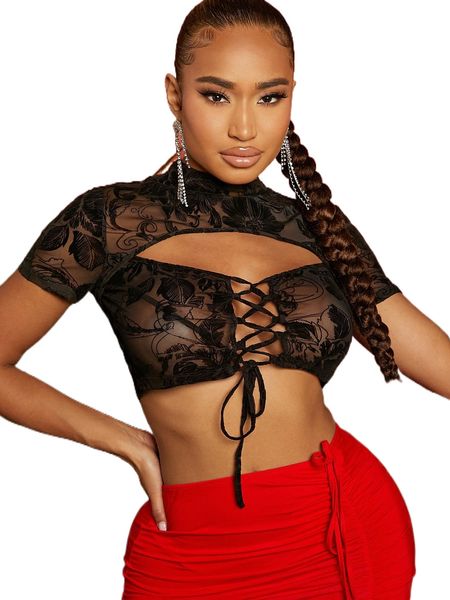 lace up front mesh sheer x8yl#, White
lace up front mesh sheer x8yl#, White